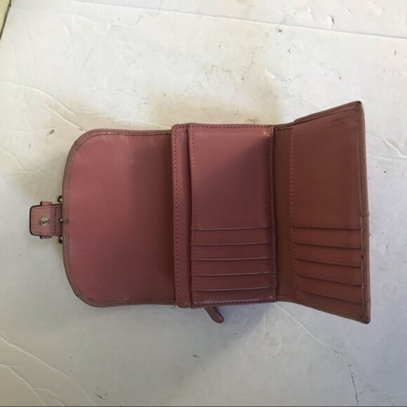 COACH Soho Compact Bi Fold Leather Wallet Card Case Coin Zipper Bag Clutch Pink - Picture 5 of 16